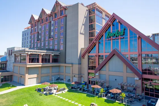 River Rock hotel tower and casino glass gable